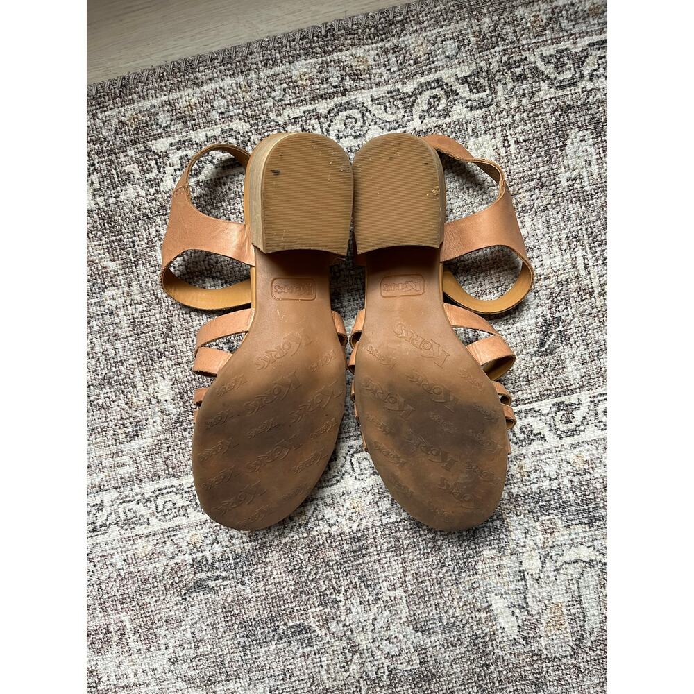 Korks by Korkease Cilla Tan Leather Strappy Sandals Heels 10 Boho Open Toe - Picture 13 of 15